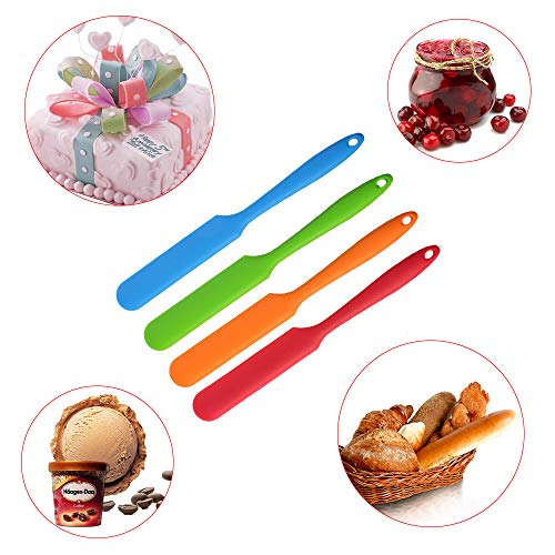SUMERSHA 4pcs Silicone Spatula Set Heat Resistant Cake Cream Butter Spatulas Mixing Batter Scraper Non-Stick Flexible Baking Cooking Tool 4 Colors