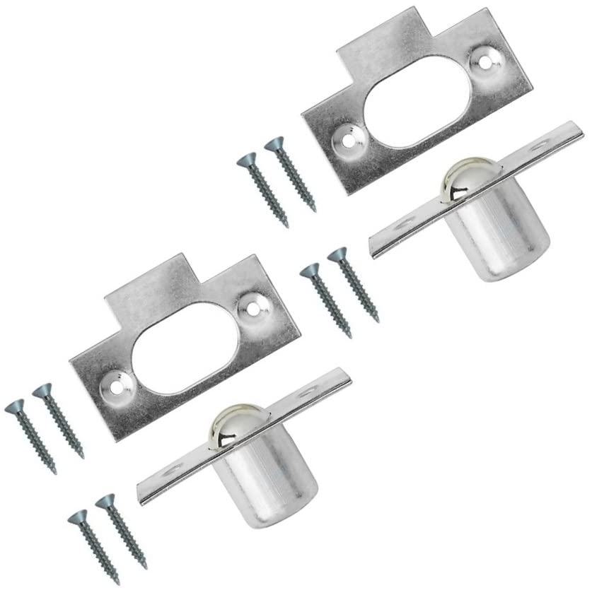 TERF® 19mm Polished Nickel Bales Tubular Ball Cupboard Cabinet Door Roller Catch Latch 19mm Door Closer Ideal Internal Door Catch for Cupboards Cabinets Wardrobes Doors With Fixing - Pack of 2