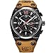 BENYAR Cool Men's Quartz Chronograph Waterproof Watches Sport Military Leather Band Strap Wrist Watch (Black Red)