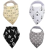Baby Bandana Drool Bibs Use For Drooling, Teething, Feeding - Soft Absorbent Cotton, 2 Adjustable Snaps - With Free Pacifier Clip & Black Unisex Bandana Bibs for Girls & Boys