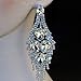 CHRAN Silver Teardrop Crystal Long Tassels Dangle Earrings Sparkling Rhinestone Ladies Gifts
