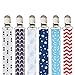 Pacifier Clip by KiddyStar - 6 Pack - Unisex Modern Designs for Girls and Boys - Cute Newborn Soothie, Toy, Teething Ring Holder - Perfect Baby Shower Gift Set