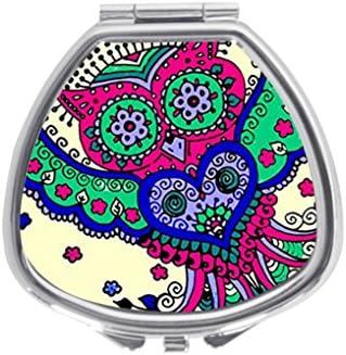 VOLLET Sugar Skull Owl Creative Fan-Shaped Pill Case Pocket Box Stainless Steel Mirrored Locket Portable