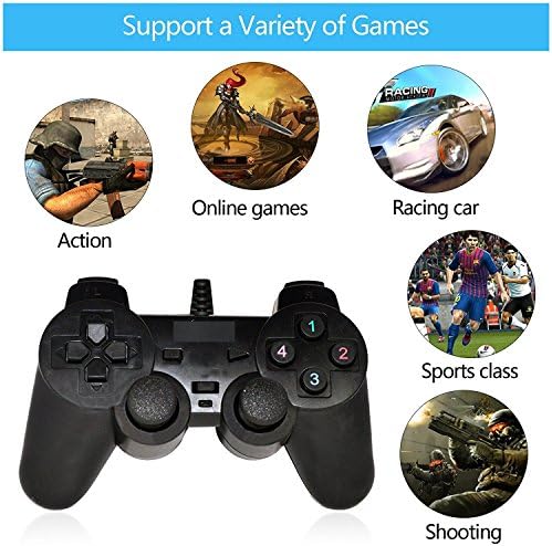 Sufi World USB 2.0 Gamepad Single Vibration Dual Joystick Gamepad Wired Game Controller For Laptop PC (Black)