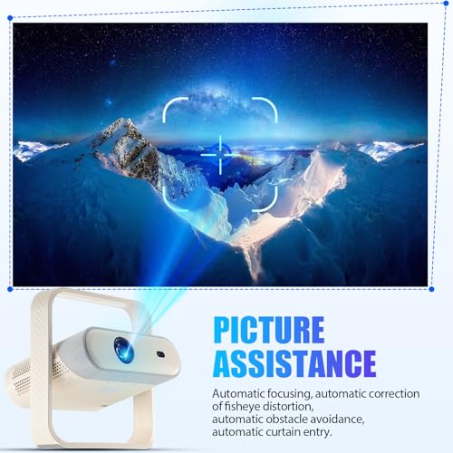 Sosoport Proyector Inteligente Soporta 4K y 1080P Nativo, Altavoces Estéreo 5W×2, Enfoque Automático, Ultra Delgado 70 mm, Gimbal 360°, Luz Ambiental RGB, WiFi 6, Bluetooth, Cine en Casa Portátil