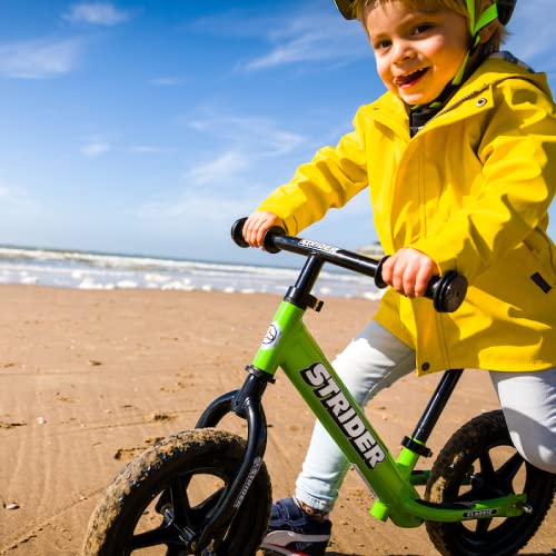 Strider 12” Classic Bike, Green No Pedal Balance Bicycle for Kids 18