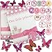 baby memory books for girls | Pink Keepsake Journal With 12 3D Magnetic Butterfly &15 Monthly Milestone Stickers