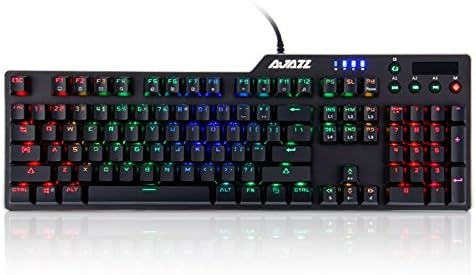 Ajazz AK35I RGB LED Backlit Wired Mechanical Keyboard with Blue Switches, Multimedia Keys Roller, Anti-ghosting Professional Gaming Keyboard, Black