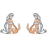 Dog Stud Earrings S925 Sterling Silver Girl Hug Dog Jewelry Gift for Women Sister Daughter