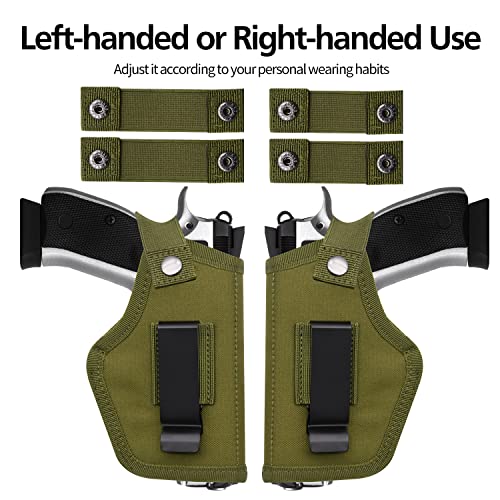 2 Pack Gun Holsters, Gun Holster, Inside Outside Waistband Holster for Pistols, IWB Belt Holster for Right & Left Hand, Fits Subcompact Compact Full Size Pistols (Green)