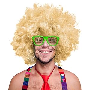 280g XXL Peluca Afro Cabeza rizada Peluca Black Peluca Afro Peluca de rizos Carnaval Negro, Blanco, Rubio, Rojo, Turquesa, Verde, Fucsia – Rubio