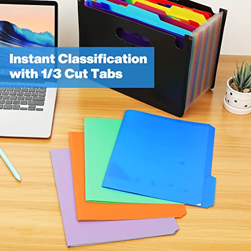 KTRIO 9 Pack Plastic File Folders Colored Folders 9 Assorted Colors