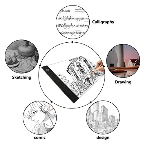 WensLTD A4 Ultra-thin Portable LED Light Box USB Power Artcraft Tracing Light Pad For Drawing