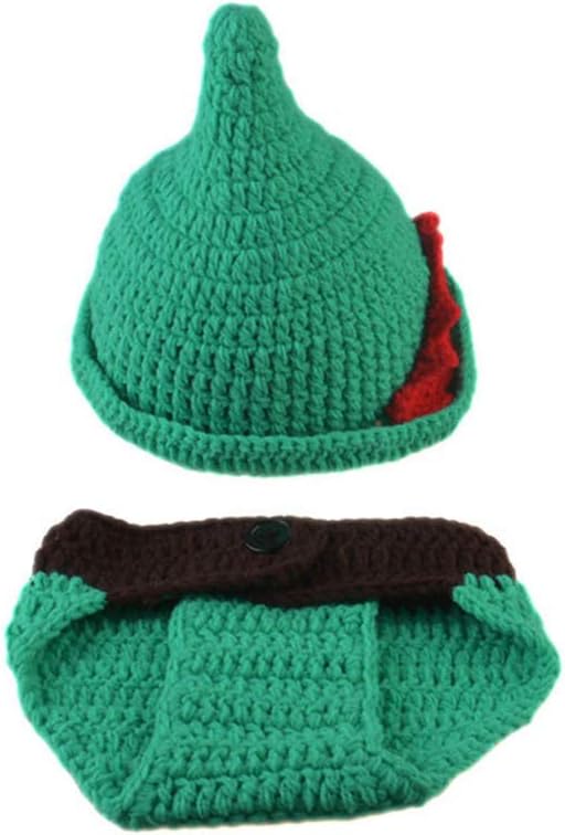 Infant Baby Photography Props Crochet Costume Outfits Green Hat+Green Pant for 0-5 Months Newborn Baby Boy Girl