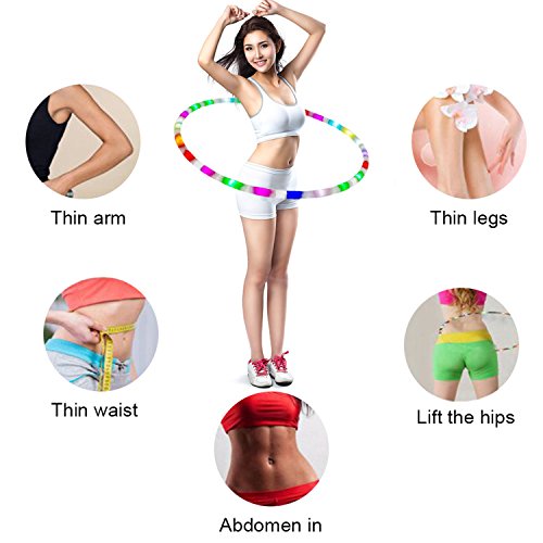 LED Hula Hoop Weighted Dance & Fitness Glow Light Up Hoola Hoops for Adults and Kids, 24 Color Strobing Changing LED Light, 8 Section Detachable Design, Portable Hula Hoops 36" (batteries not include) - Thumbnail 7