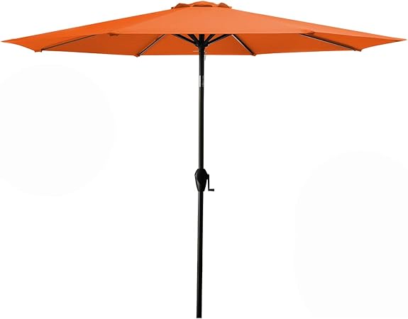 Amazon Com Meway 9ft Patio Umbrella Outdoor Umbrella Patio Table Umbrella Garden Umbrella With Tilt And Crank For Commercial Event Market Garden Deck Backyard Pool And Patio Table 9 Ft Orange