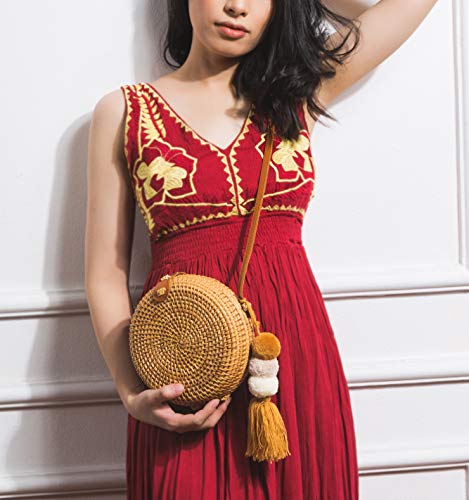 MadeTerra Rattan Crossbody Bags for Women | Square Woven Wicker Straw Purses (7\