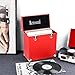 Retround Vintage Retro Vinyl Leather Record Holder Case, LP Storage Carrying Case for 78 RPM, 45 RPM, 33 RPM, Collections Storage Organizer Display Box-12 Inch (Red)