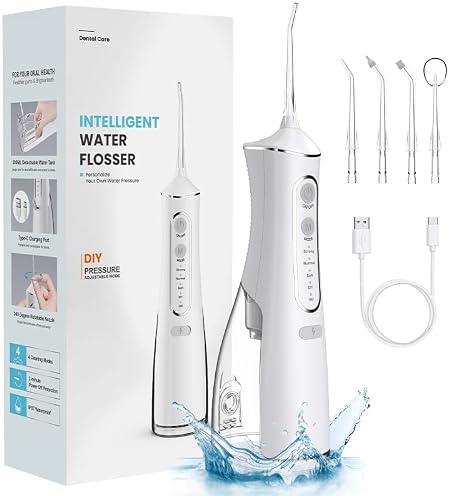 Flossing Machine Water Dental Flosser Teeth Pick: Portable Cordless Oral Irrigator 300ML ...