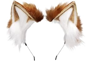 Focupaja Animal Cosplay Ears Hairband Handmade Faux Plush Cat Fox Wolf Dog Ears