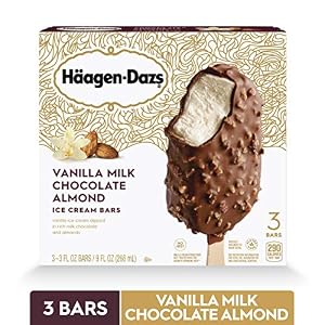 Image of HAAGEN-DAZS Ice Cream Bars, Vanilla Milk Chocolate Almond Bar, 3 Ct. | No GMO Ingredients | No rBST | Gluten Free