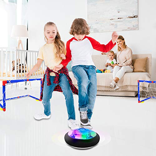 Kids Toys, Hover Soccer Ball Set with 2 Goals, Rechargeable Air Soccer with LED Light and Foam Bumper Indoor Projector Floating Ball Games Gift for 3 4 5 6 7 8-12 Years Old Boy Toddler（Newest Version）