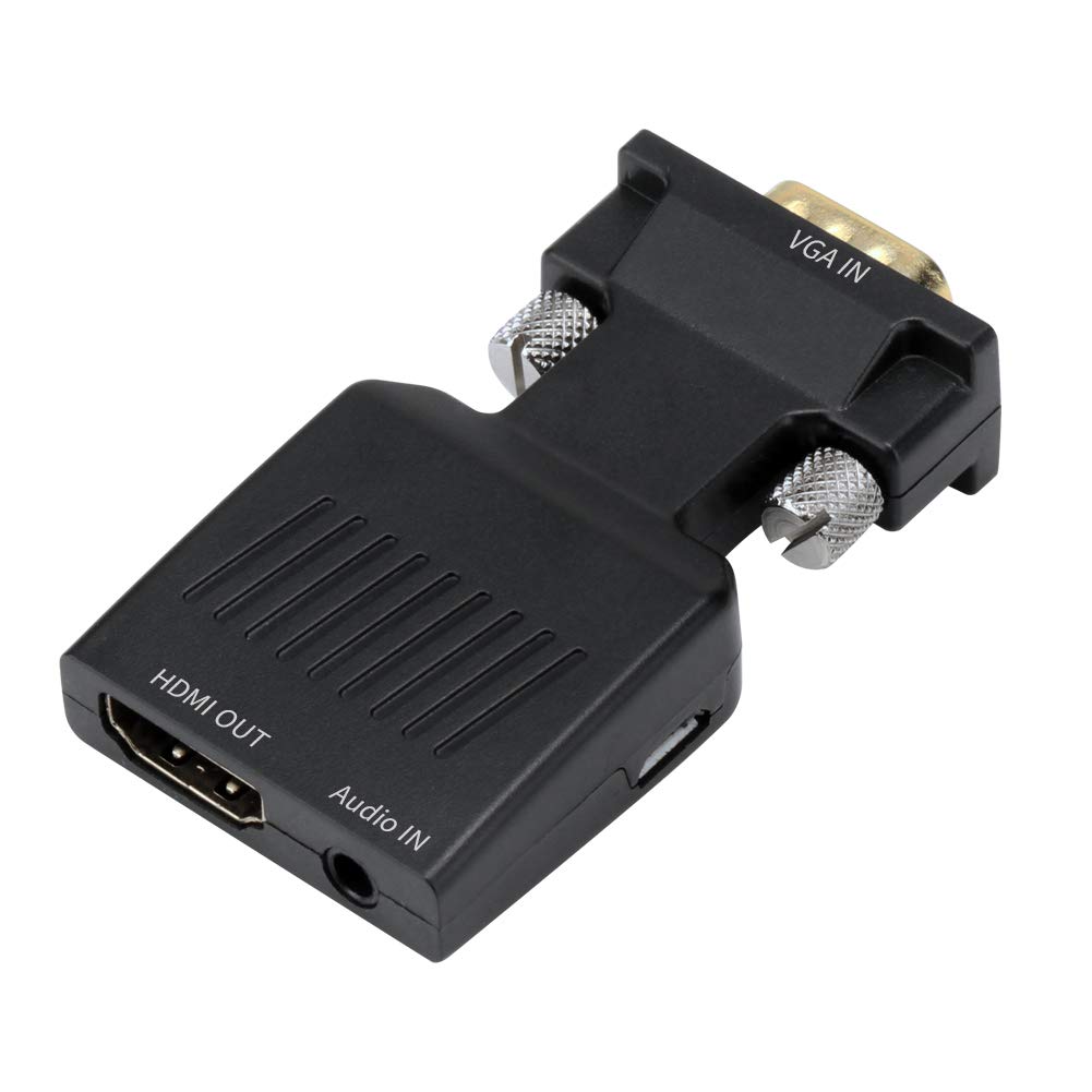 PremiumCord VGA to HDMI Converter with Audio Input and Audio Cable, Resolution Full HD 1080p 60Hz, Gold-Plated Connectors, Colour Black