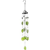 Vindar Wind Chimes, Glass Leaves Wind Chimes Outdoor Decor Handmade 32" Garden Chimes for Home, Patio, Backyard Decor Indoor and Outdoor Decor