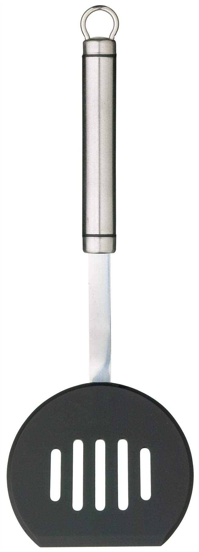 KitchenCraft Oval Handled Stainless Steel Half Round Turner, Durable Cooking Kitchen Utensil, Ideal for Eggs, Burgers or Pancakes, Spatula for Non-Stick Cookware, Dishwasher Safe, 29.5cm