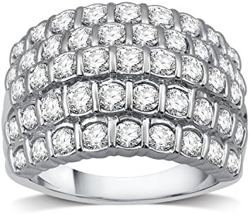 DeCarat 2 CT.T.W. Diamond Setrling Silver Channel-Set Multi-Row Ring