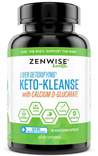 Keto Cleanse Liver Detox Supplement - Ketogenic Diet Support for Mental Clarity, Metabolism & Digestion - 500mg Calcium D Glucarate & 100mg Grape Seed Extract Antioxidant - 90 Vegetarian Caps