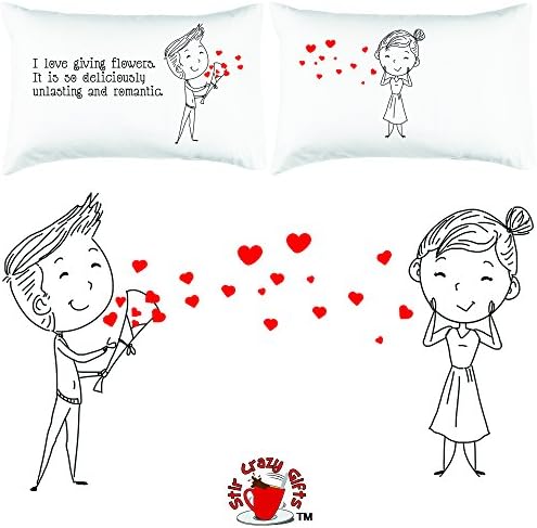 Personalized!! Romantic Wedding Anniversary Gifts For Couples Pillowcase Flowers For You, 2-Sets