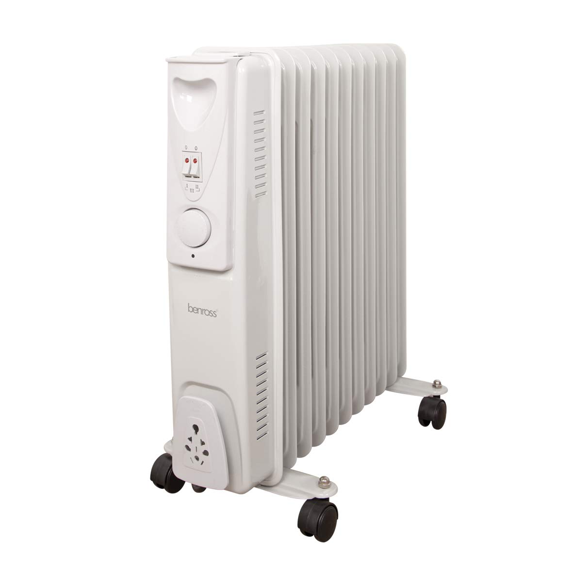 Benross 46760 Portable 11 Fin Oil Filled Radiator/Adjustable Thermostat/Automatic Overheat Protection/Cool Touch Carry Handle / 2500W / White