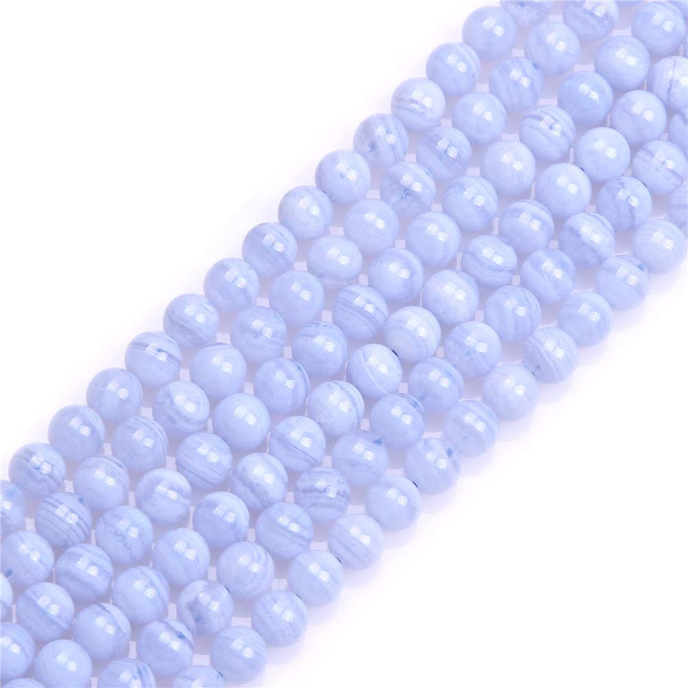 GEM-Inside Natural AA Grade 6mm Blue Chalcedony Round Gemstone Semi Precious Loose Beads for Jewellery Making 15'' — image 1