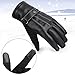 Vbiger Winter Pu Leather Warm Touch Screen Gloves, Warp-knitted Velvet Cashmere Male Gloves in Moderate Size (Black)