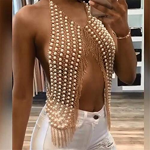 ZzheHou-Catena-per-Il-Corpo-da-Donna-Collana-di-Perle-Sexy-della-Pancia-Catena-Catena-Corpo-Femminile-Oro-Strass-Nappa-Bra-monili-della-Catena-Catena-di-Bikini