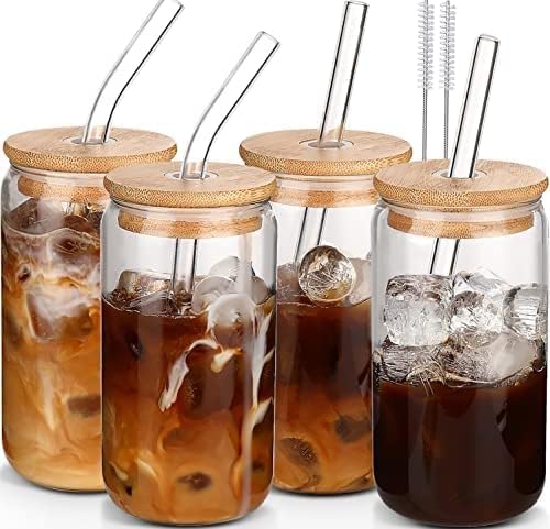 Photo 1 of ***similar item***Glass Cups with Lids and Straws 6
pcs,16oz Drinking Glasses Set for Coffee Bar Accessories Iced Coffee Cups with Lids,Glass Tumbler Reusable for Gifts