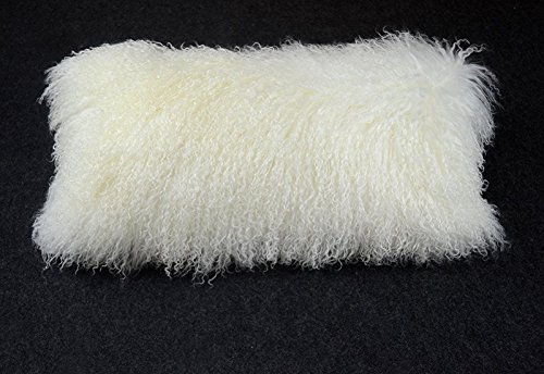 Amazon Com Tibetan Mongolian Lamb Fur Lumbar Pillow Cover White