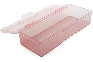 Rolabling Transparent Box Storage Case for Nail Art Equipment Manicure Tool Organzing Pedicure Tool Empty Plastic Box (Pink)