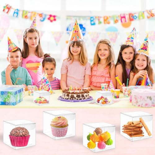 50 cajas transparentes para regalo, Cajas Cuadradas de PVC, Caja de acetato transparente, Caja de Regalo Transparentes para cupcakes, dulces, boda y fiesta (10 * 10 * 10(50PC))