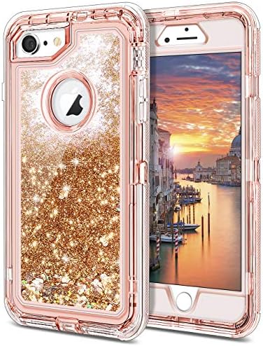 JAKPAK Case for iPhone 7 Plus Case iPhone 8 Plus Case iPhone 6 Plus Case for Girls Women Glitter Heavy Duty Protective Shell for iPhone 7 Plus iPhone 8 Plus iPhone 6 Plus iPhone 6S Plus Rose Gold
