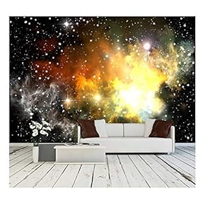 Colorful Space Nebula (Abstract Universe Background) - Removable Wall Mural | Self-Adhesive Large Wallpaper - 66x96 inches