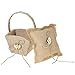 Double Heart Ring Bearer Pillow and Rustic Wedding Flower Girl Basket Set 6 x 6 inches