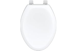 Gerber Elongated Toilet Seat with Cover, Standard Close, Quick & Easy Install, Heavy-Duty Plastic, Adjustable Fit for Standard Elongated Toilets, Durable & Fade-Resistant, White G0099216