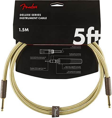 Fender シールドケーブル Deluxe Series Instruments Cable, Straight/Straight, 5', Tweed 08