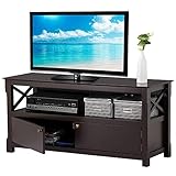 Yaheetech X- Design TV Stand Media Entertainment Center Storage Console Table for TVs Wood, Espresso