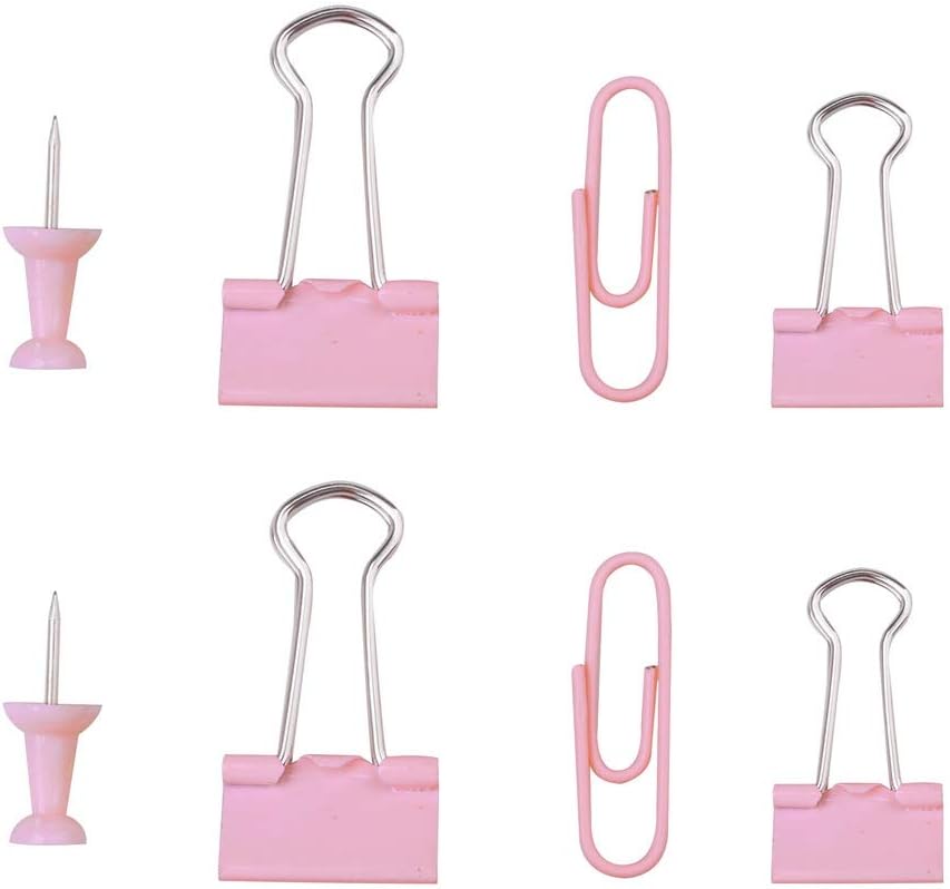 Younmi 72 Pcs Paper Clips Binder Clips Push Pins Set with Box for Office, School and Home Supplies : Office Products
