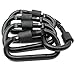 Nuoxinus Aluminum Locking Carabiner Clip (Pack of 5), Durable Lightweight D-ring Spring Snap Keychain Hook Screw Gate Buckle for Home, Outdoor Camping, Hiking, Fishing, Traveling, Backpack (Black)