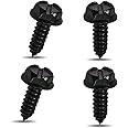 leediga 4 PCS Car License Plate Frame Screws, 304 Stainless Steel Fixed Slotted Hexagonal Head Screws, License Plate Fasteners, Universal for Cars, Trucks, SUVs (Black)