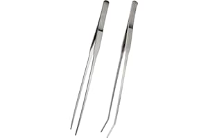 GAADSKCER 2 Pcs Aquarium Tweezers, Straight Tweezers, and Curved Tweezers 10.6 Inch Stainless Tweezers for Fish Tank Plants, Aquascaping, and Reptile Feeding (10.6 Inch)